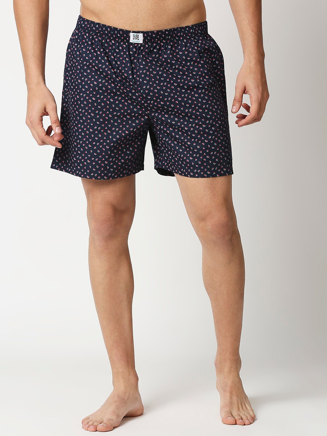 

Manaca Men Navy Blue & Red Printed Cotton Boxers