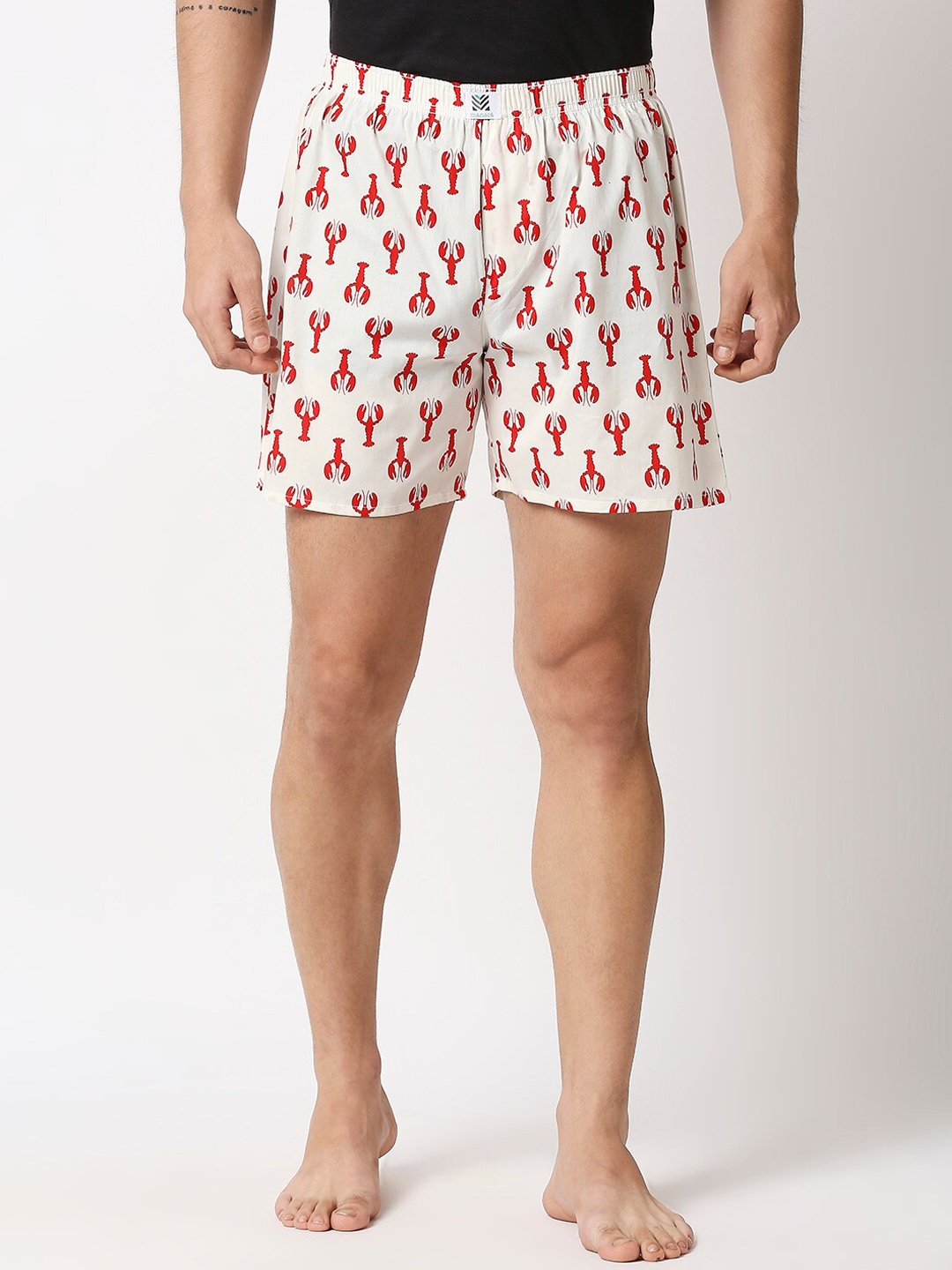 

Manaca Men Cream & Red Our scorpio's Don't Bite Print Pure Cotton Boxers