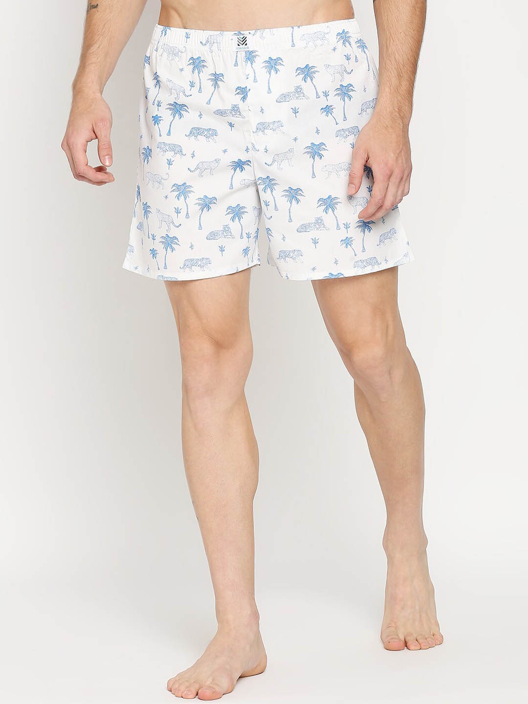 

Manaca Men White & Blue Printed Pure Cotton Boxers