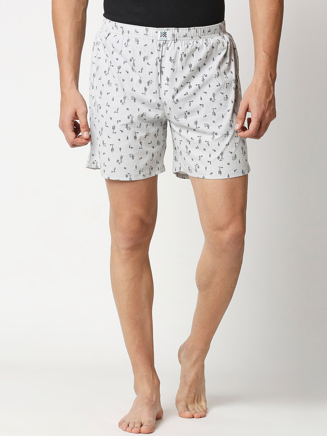 

Manaca Men Grey Printed Pure-Cotton Boxers