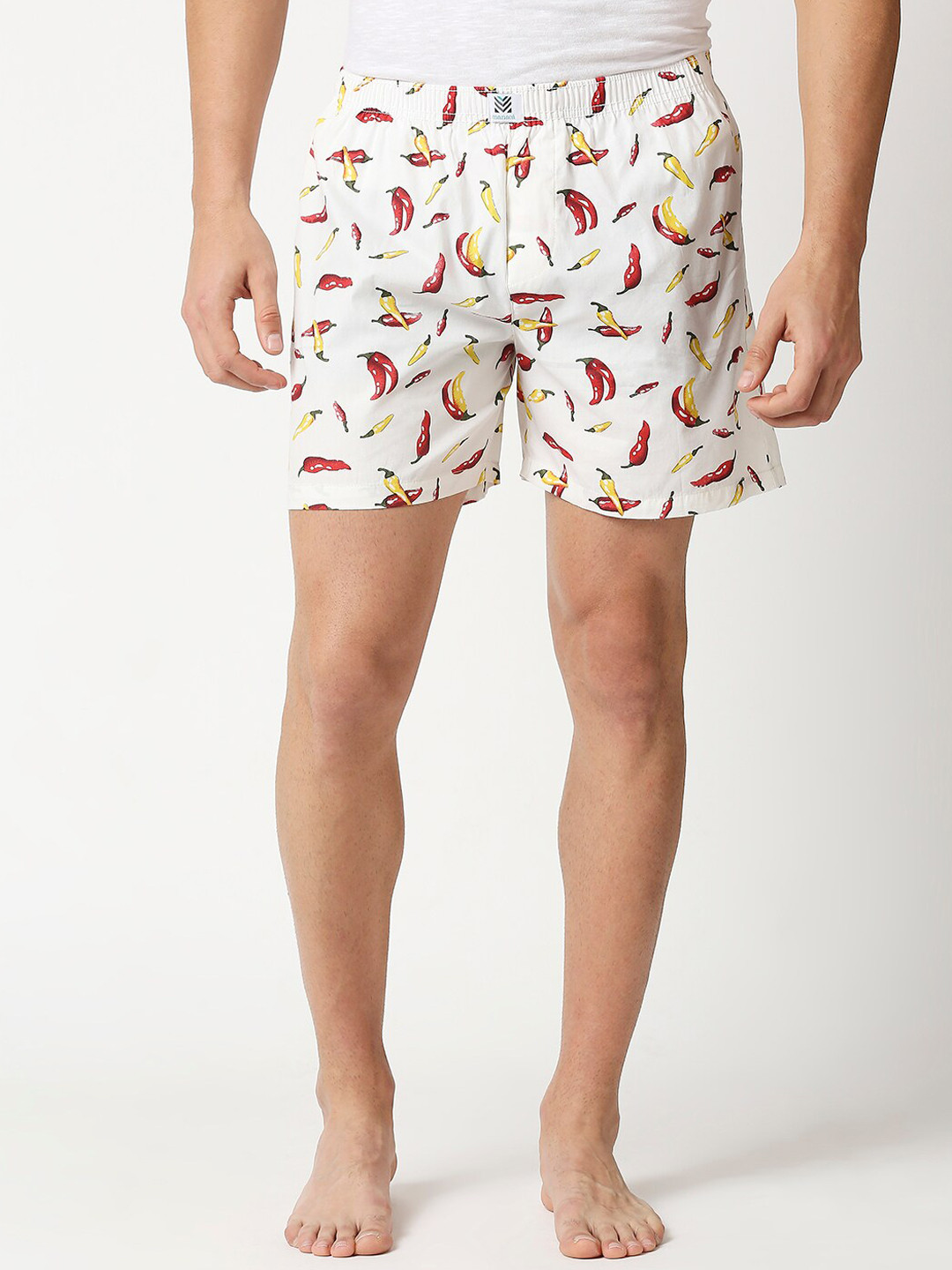

Manaca Men White & Red Printed Pure Cotton Boxers