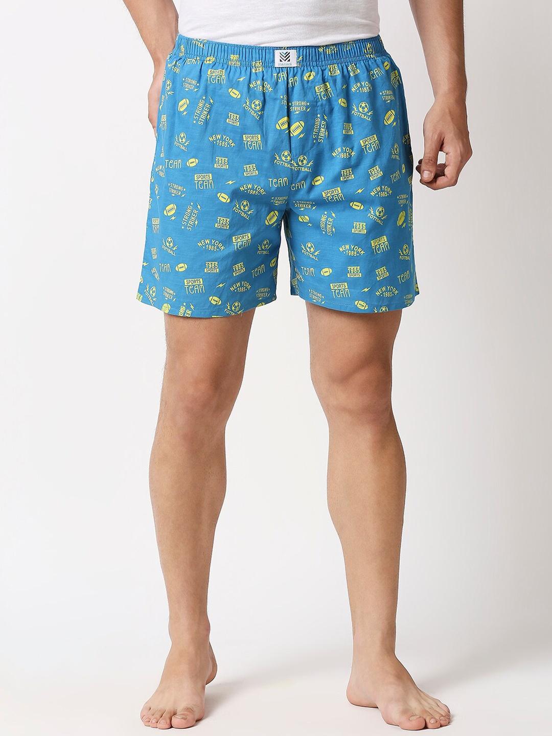 

Manaca Men Blue & Yellow Printed Pure Cotton Boxers