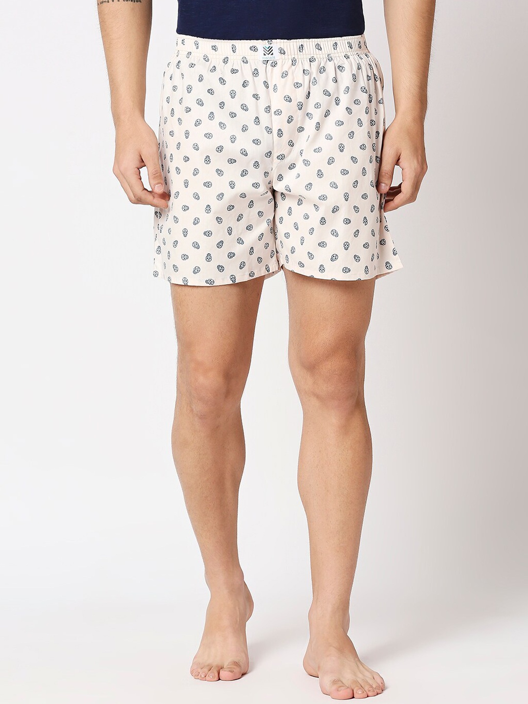 

Manaca Men Cream Skull candy Print Pure Cotton Boxers