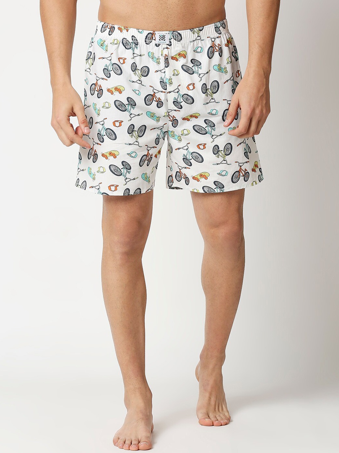 

Manaca Men White Printed Pure Cotton Boxers