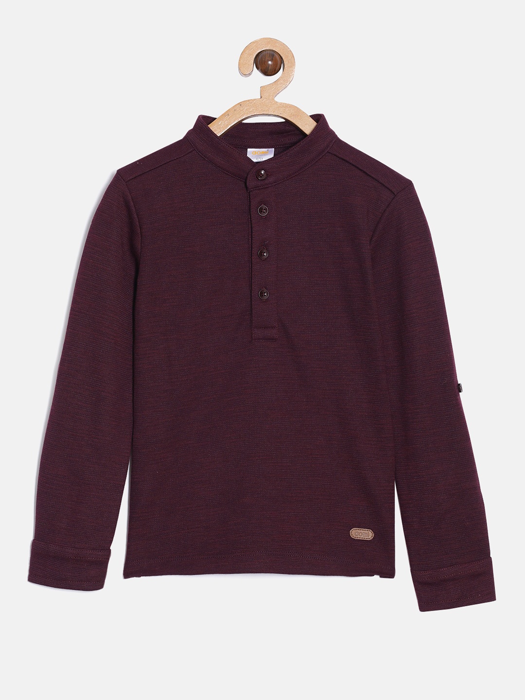 

Aomi Boys Purple Mandarin Collar Cotton T-shirt