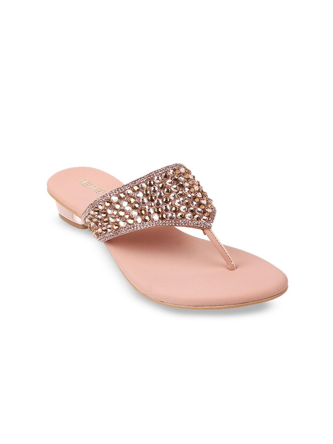 

Metro Women Pink Embellished Open Toe Flats