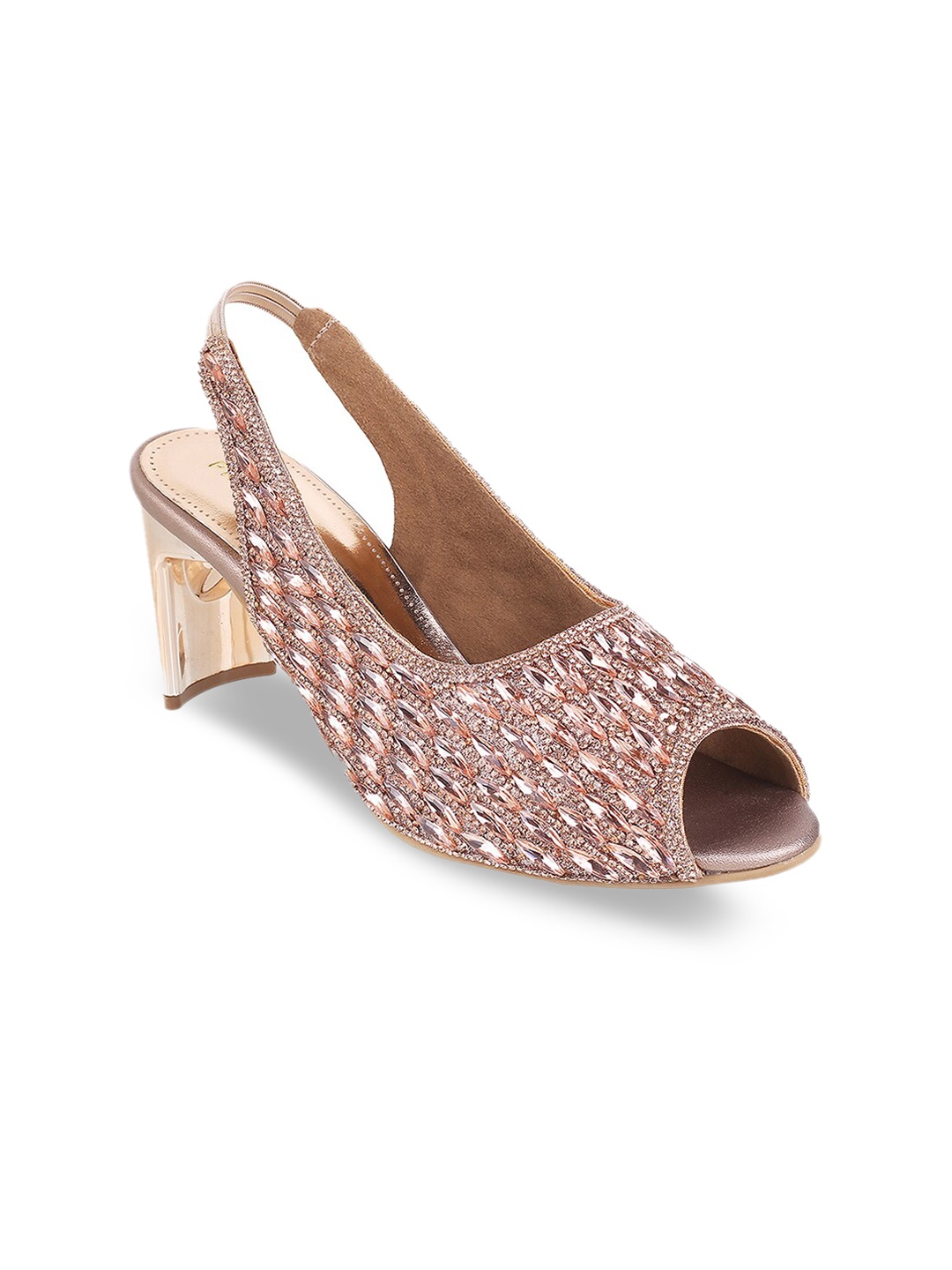 

Metro Pink Embellished Ethnic Stiletto Peep Toes