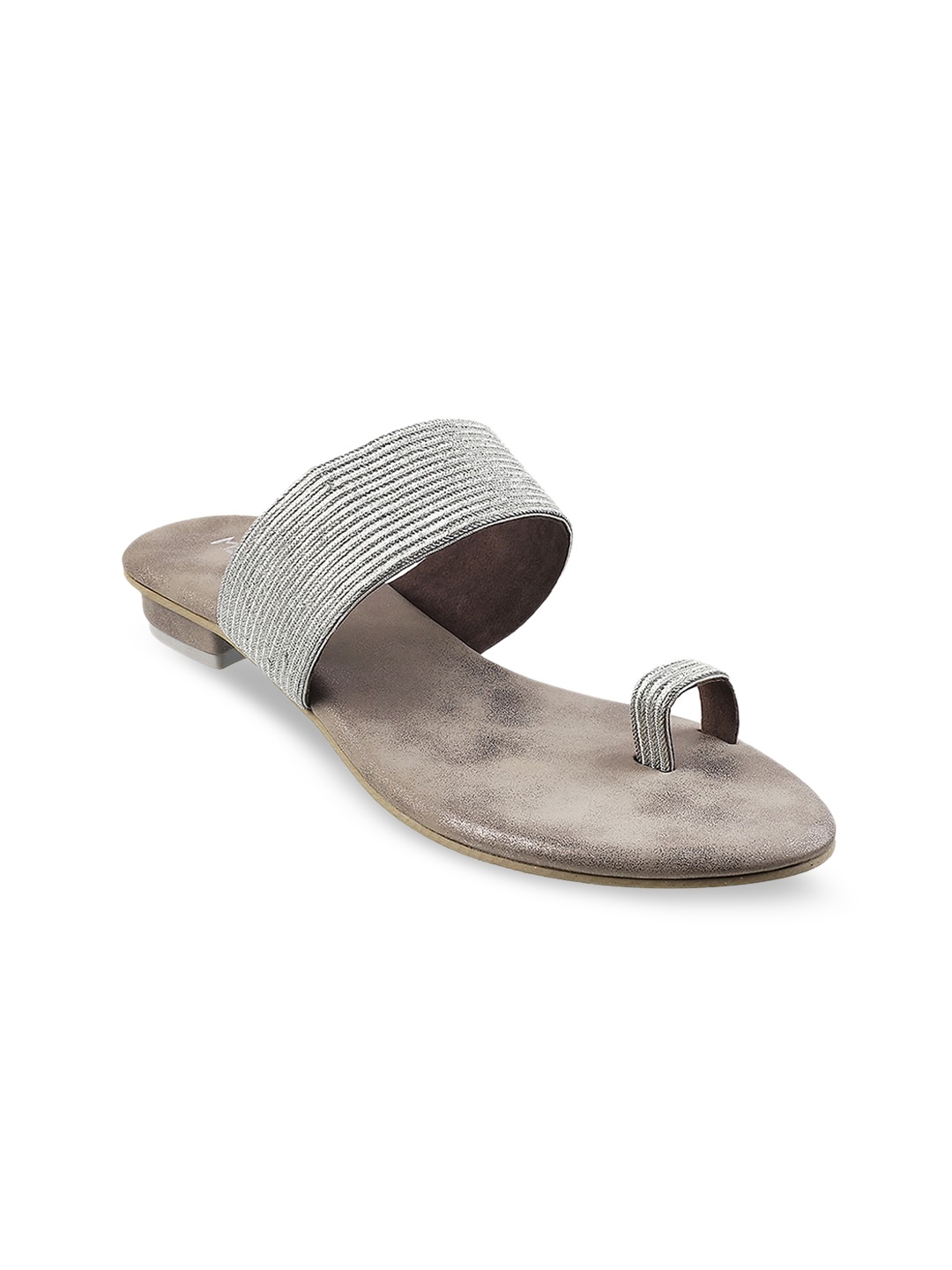 

Metro Silver-Toned Embellished Block Heels