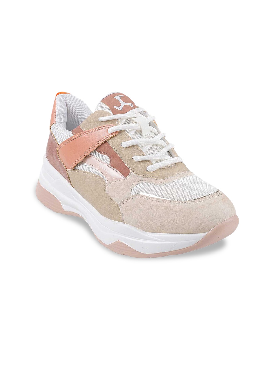 

Mochi Women Pink & Tan Woven Design Sneakers