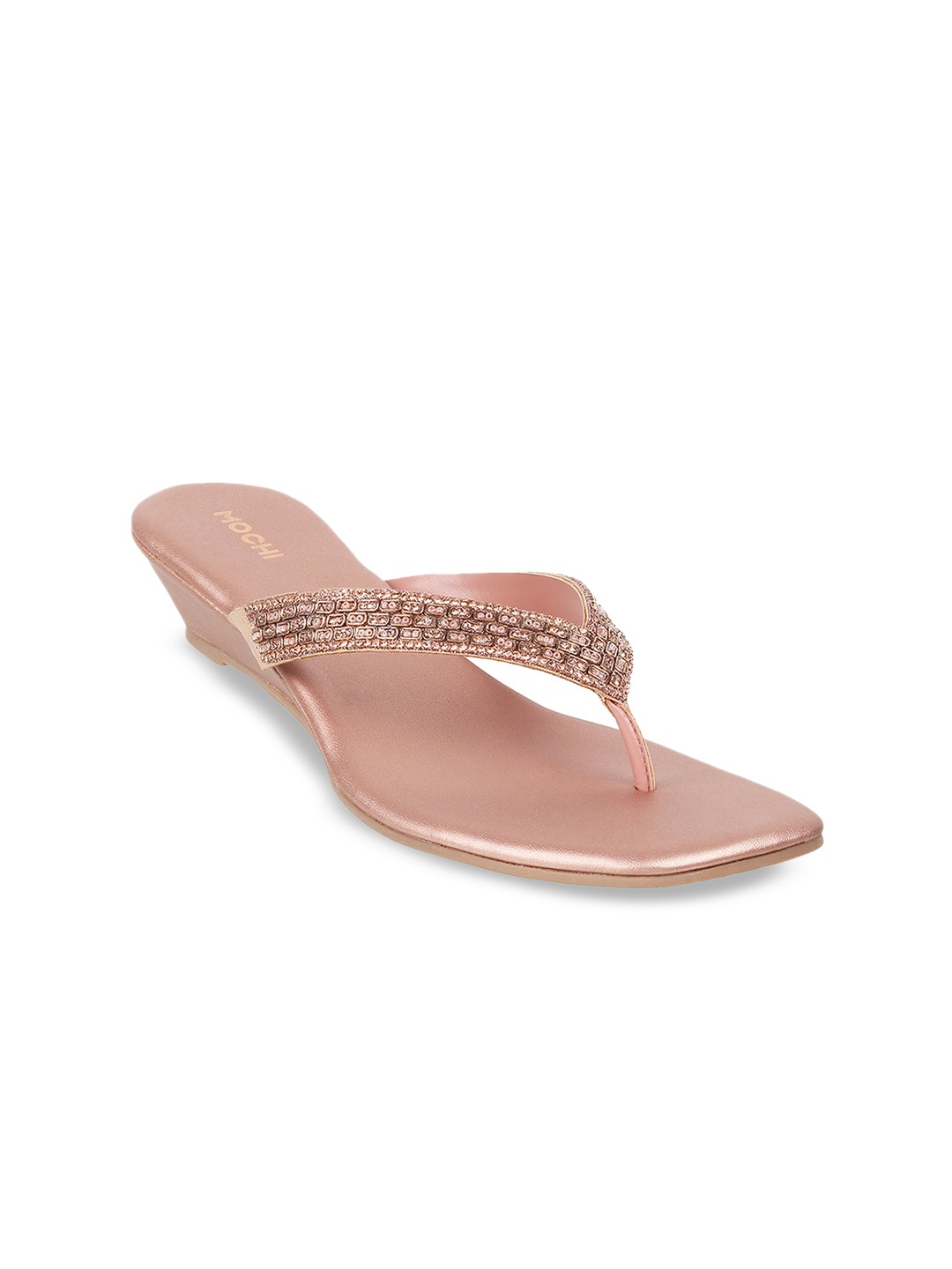 

Mochi Pink Embellished Wedge Sandals