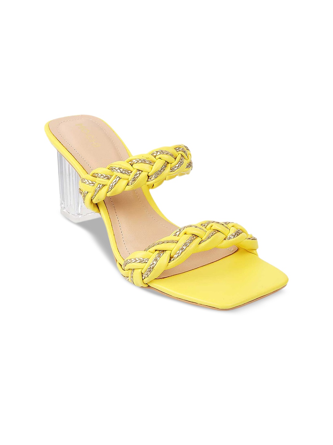 

Mochi Yellow & Transparent Block Heels