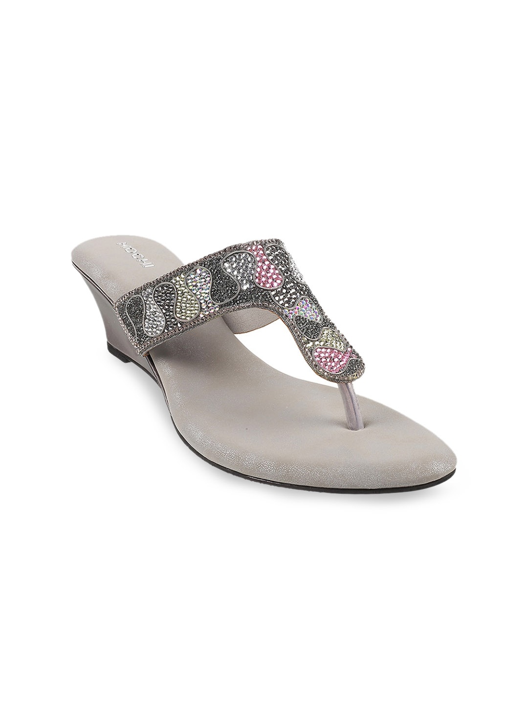 

Mochi Grey Embellished Wedge Heels
