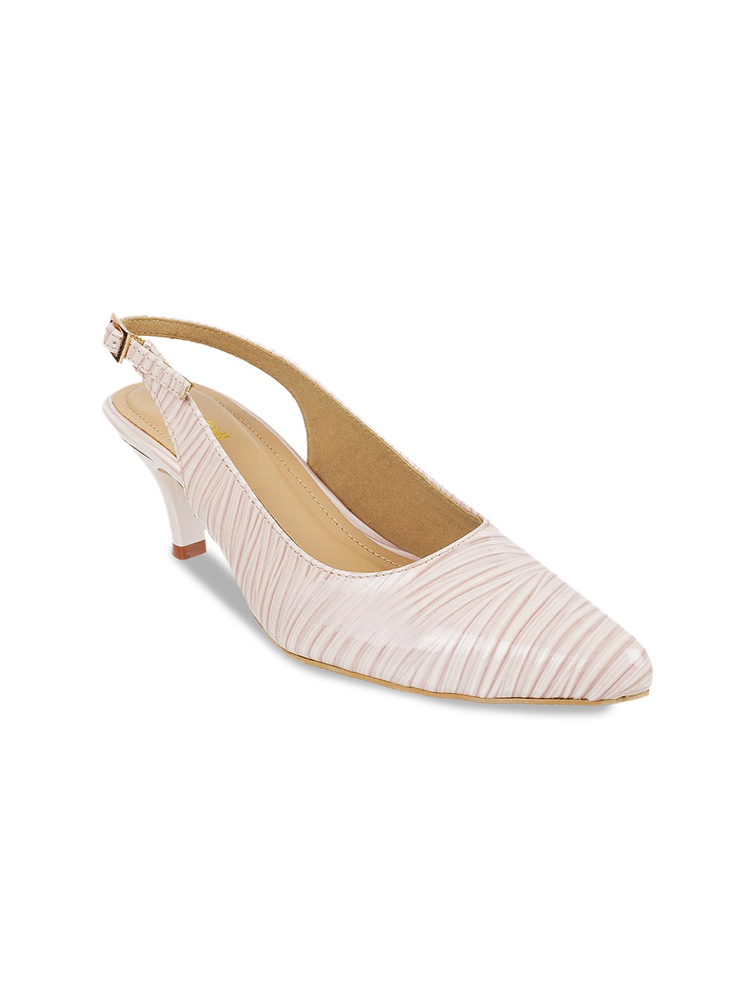 

Mochi Pink Striped Kitten Heels Pumps