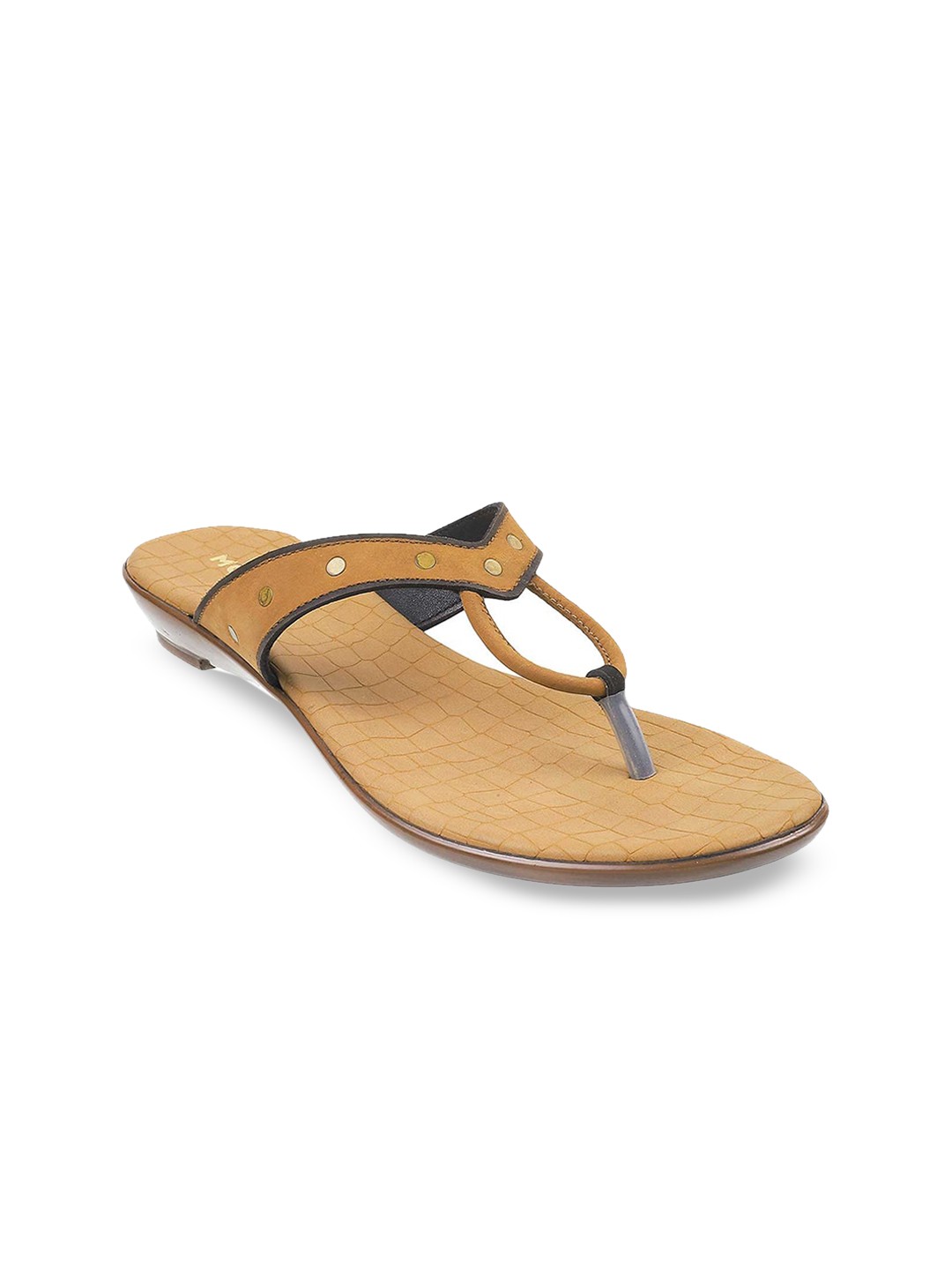 

Mochi Women Beige Colourblocked T-Strap Flats