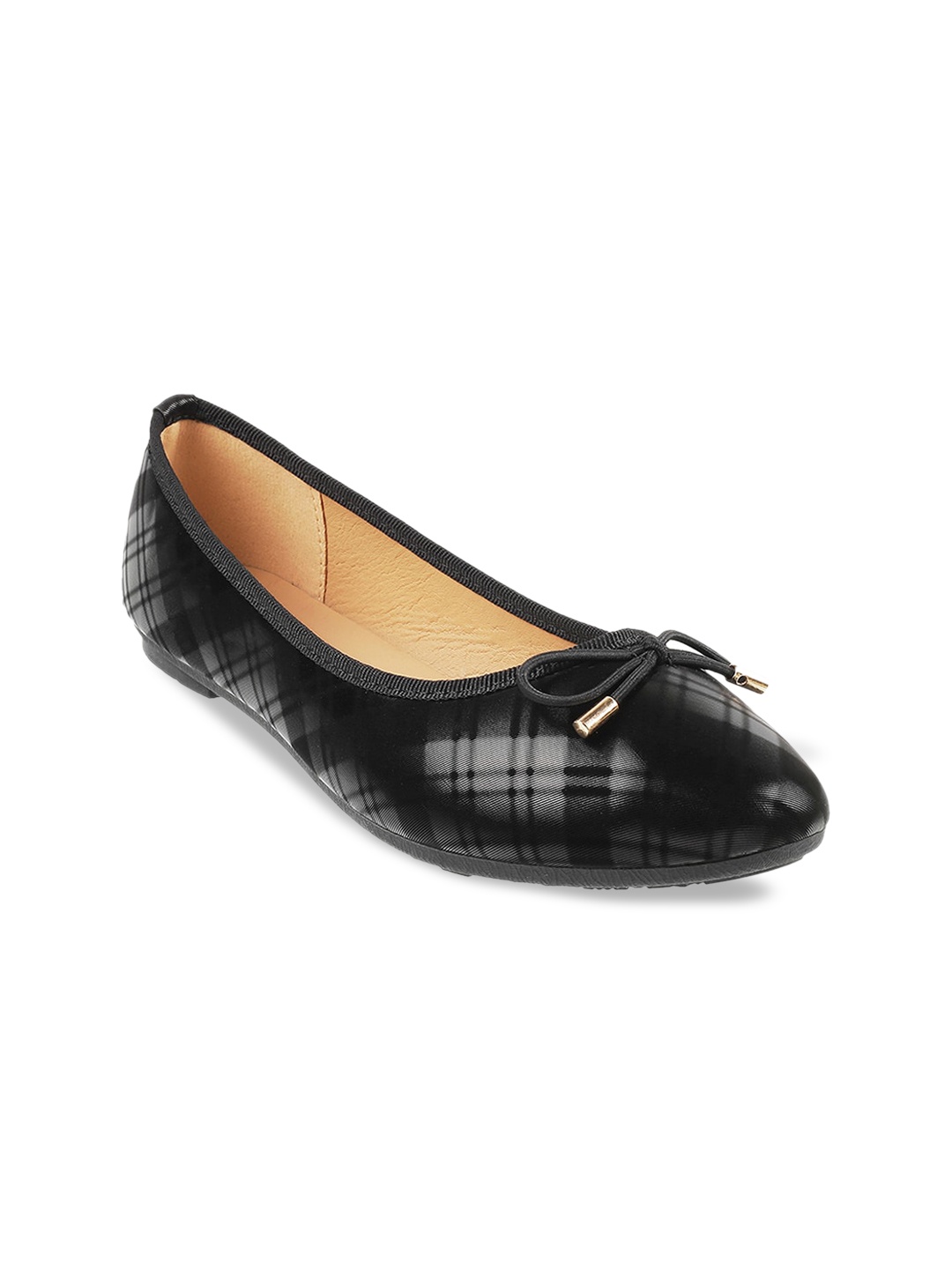 

Mochi Women Black Printed Ballerinas with Bows Flats