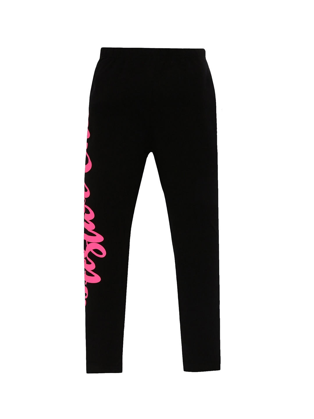 

KiddoPanti Girls Black Printed Ankle Length Leggings
