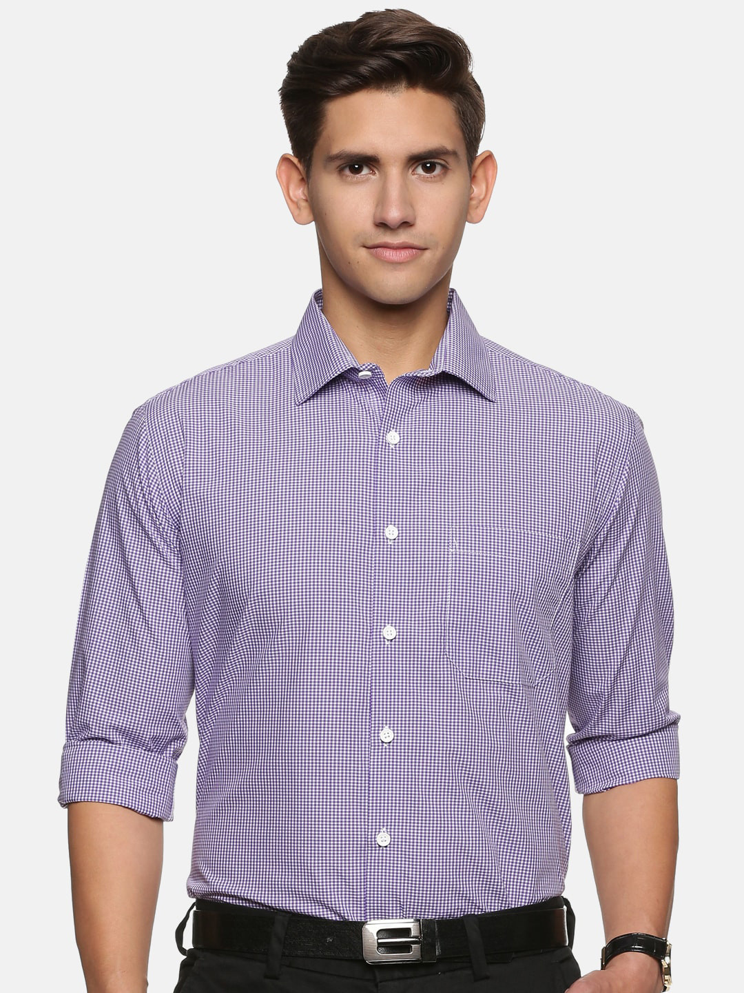 

DON VINO Men Blue Relaxed Slim Fit Micro Checked Cotton Casual Shirt