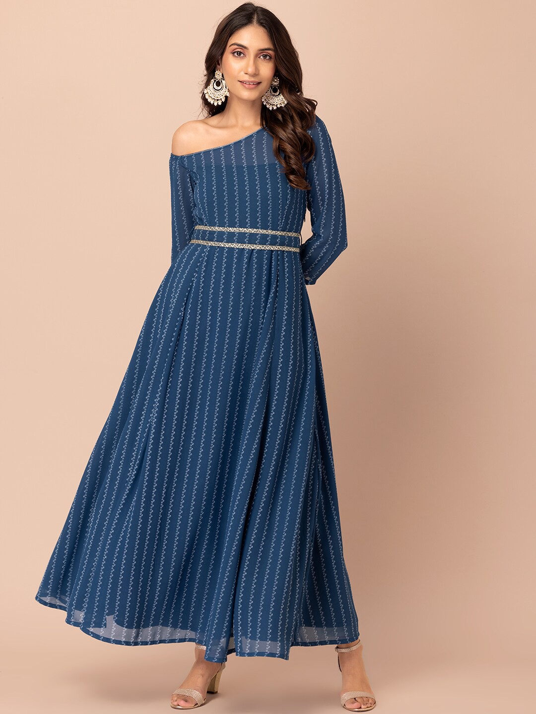 

INDYA Blue Ethnic Motifs Maxi Dress