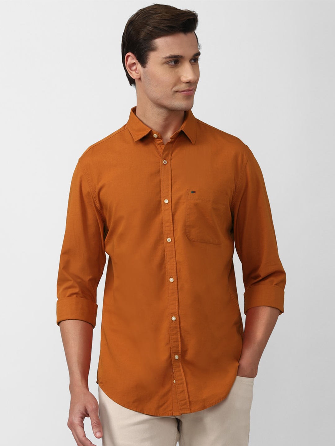 

Peter England Casuals Men Orange Slim Fit Casual Shirt