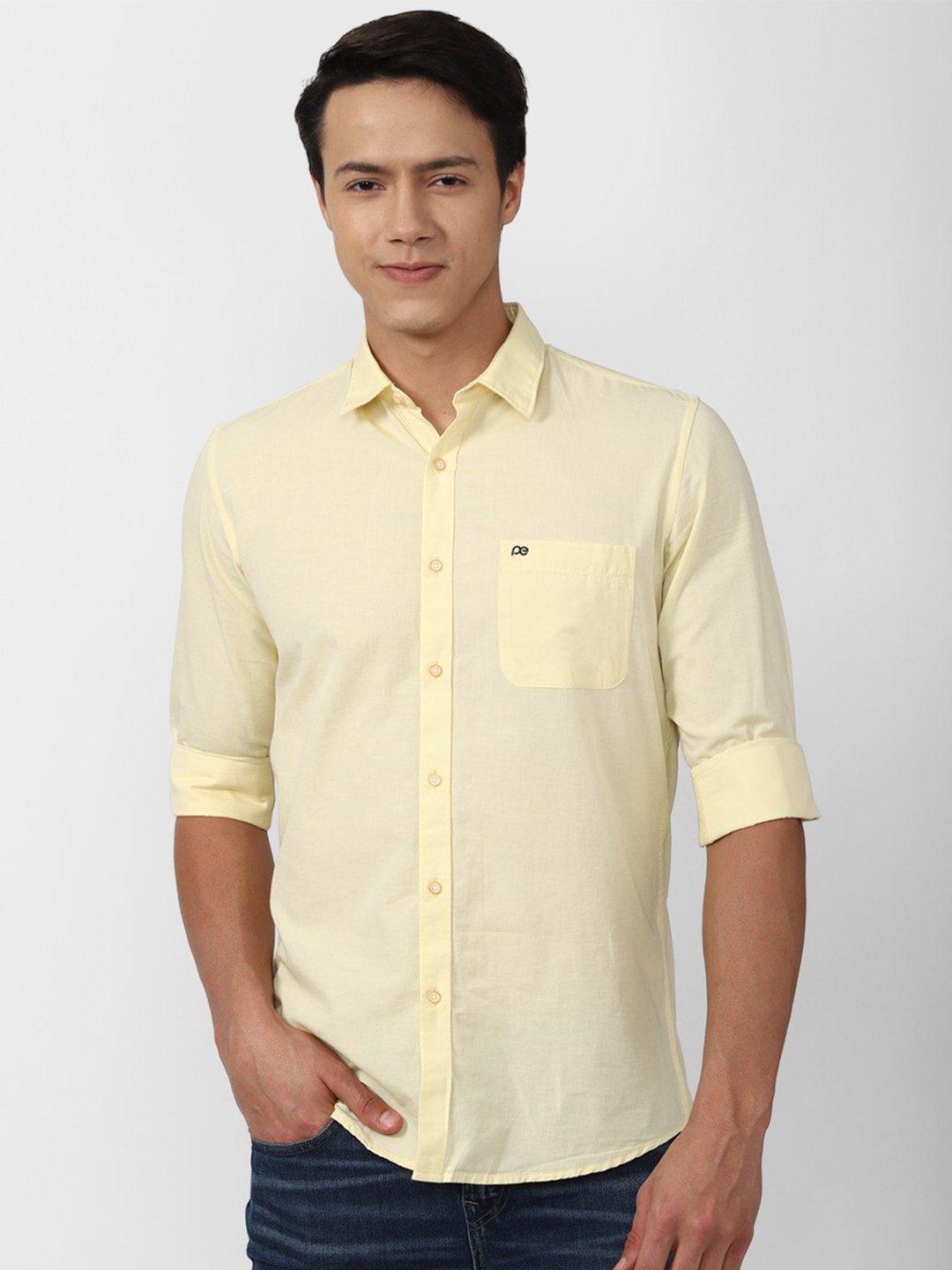 

Peter England Casuals Men Yellow Slim Fit Casual Shirt