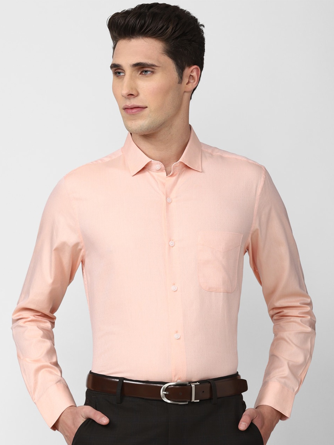 

Peter England Elite Slim Fit Pure Cotton Formal Shirt, Peach