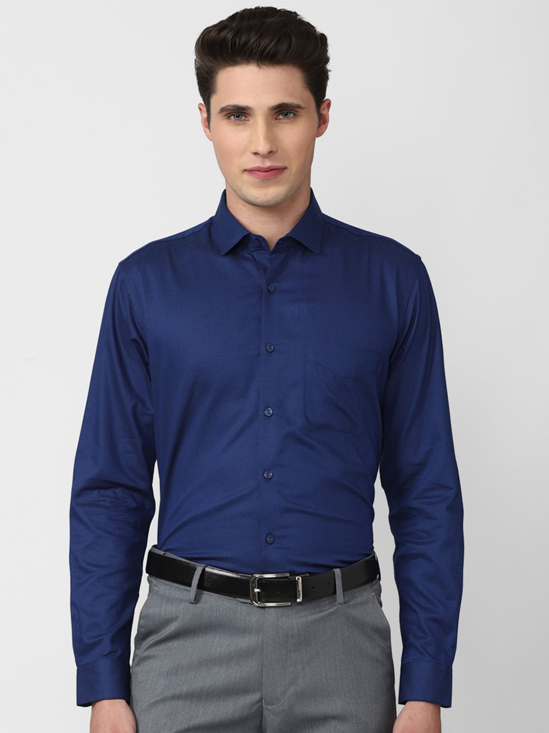 

Peter England Elite Men Blue Cotton Formal Shirt