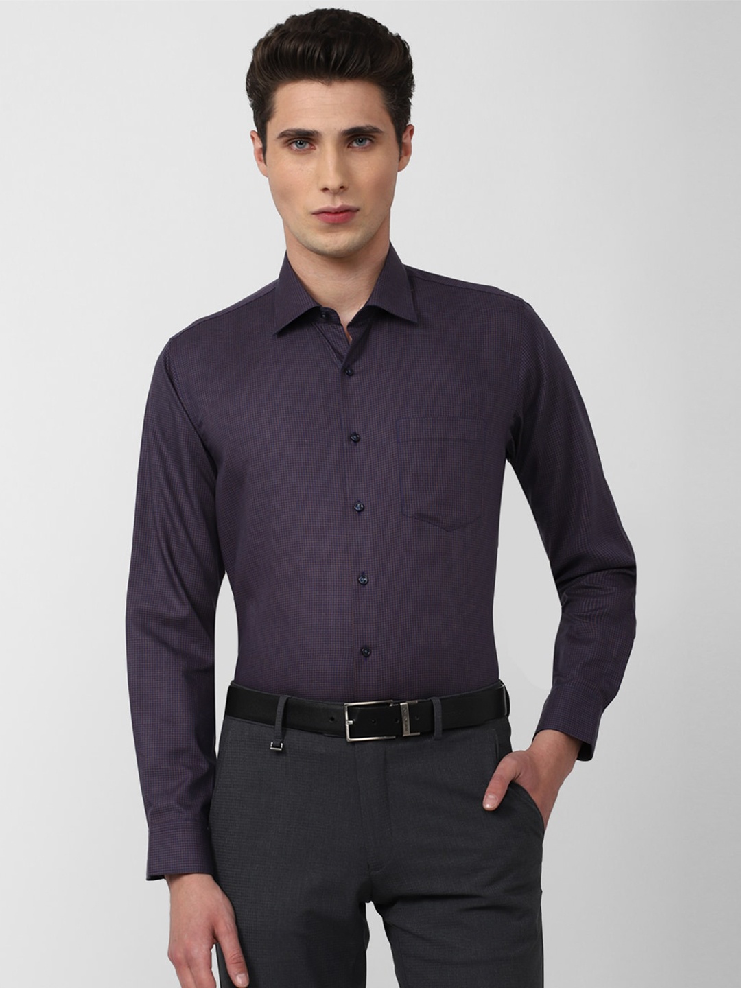

Van Heusen Checked Pure Cotton Formal Shirt, Violet
