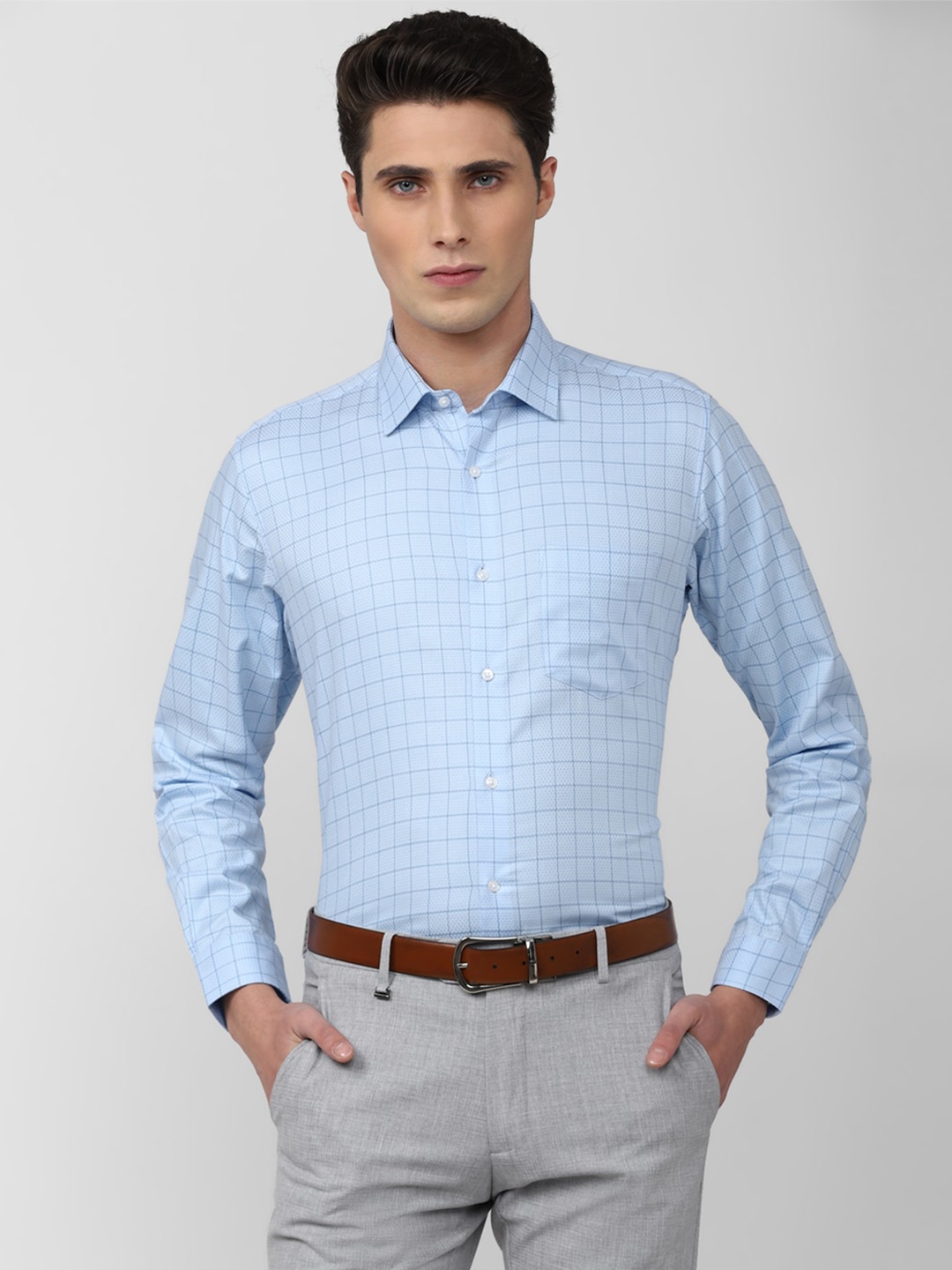 

Van Heusen Men Blue Checked Formal Shirt