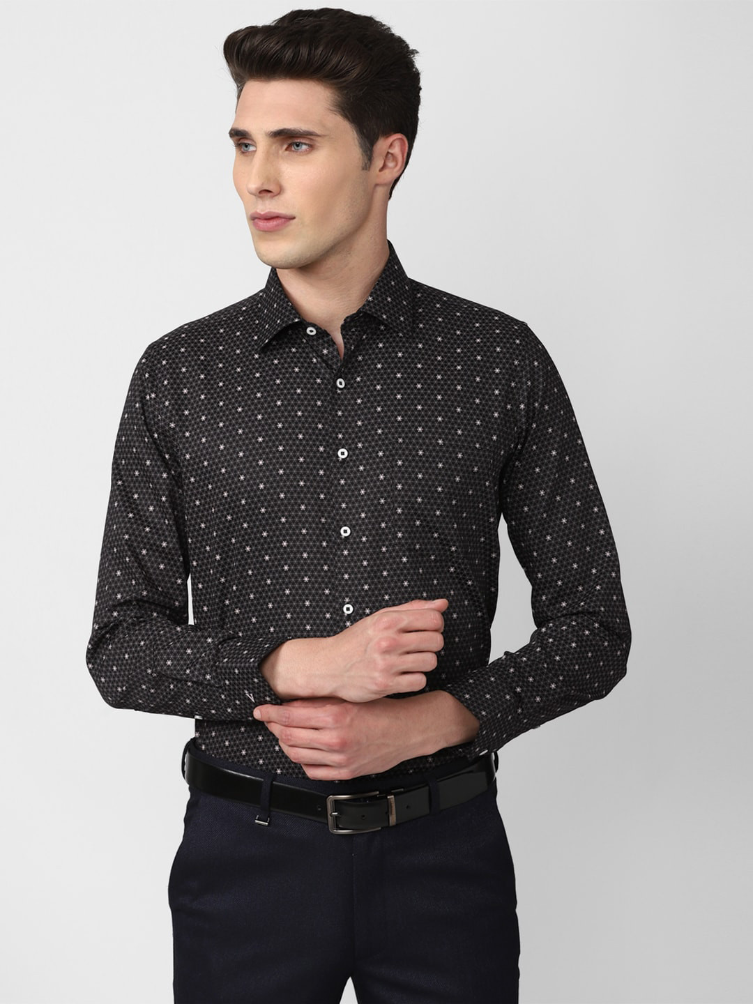 

Van Heusen Men Slim Fit Printed Cotton Formal Shirt, Grey