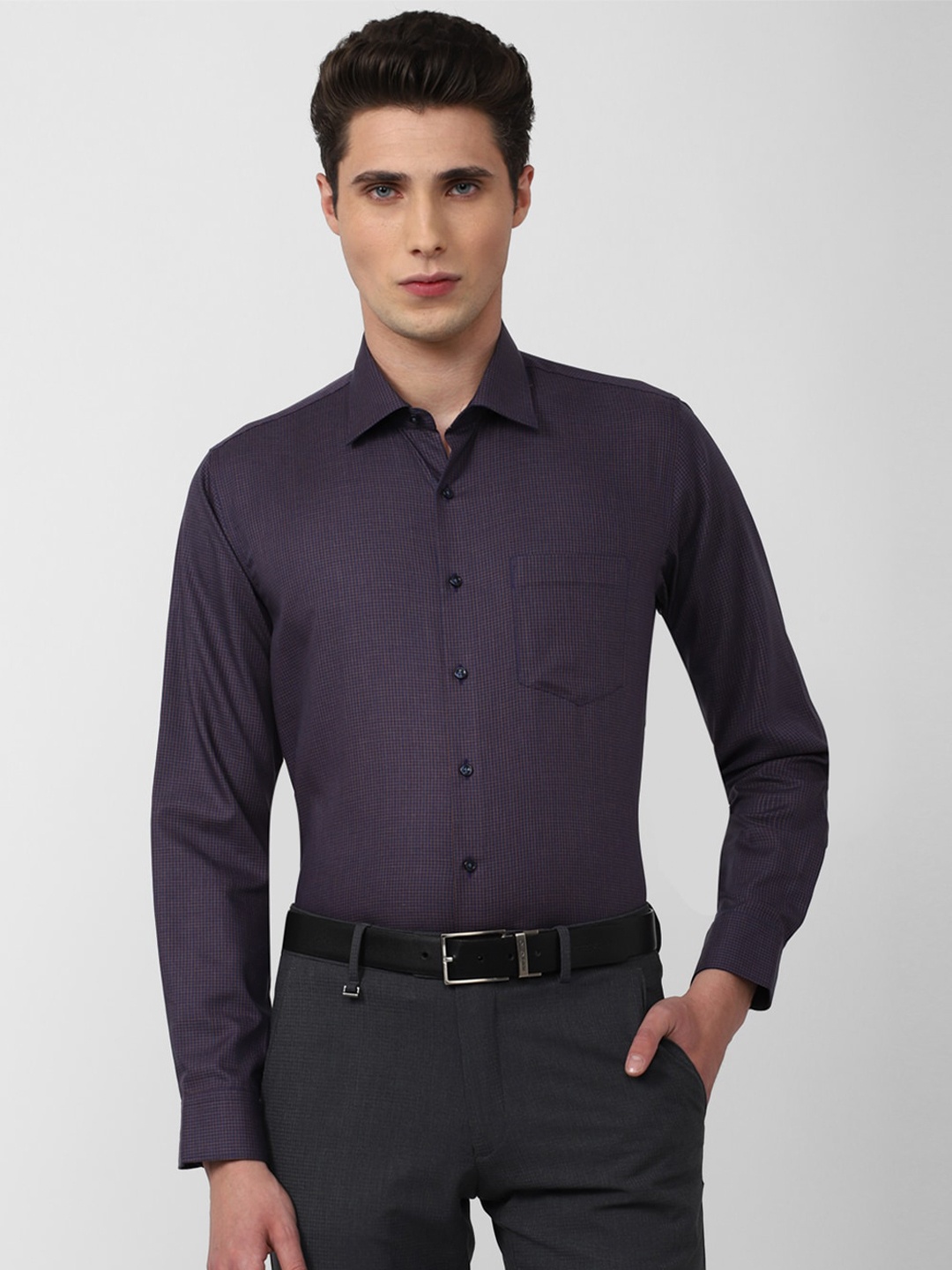 

Van Heusen Men Purple Cotton Slim Fit Printed Formal Shirt