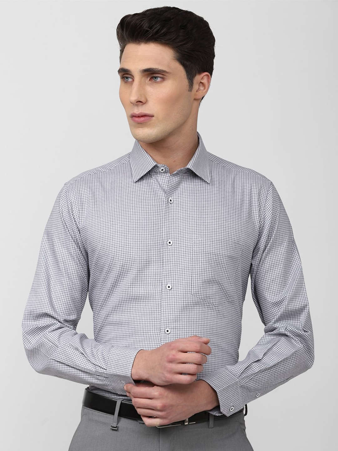 

Van Heusen Micro Checks Pure Cotton Formal Shirt, Grey