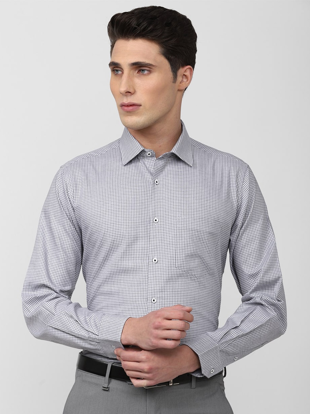 

Van Heusen Men Micro Checks Checked Formal Shirt, Grey