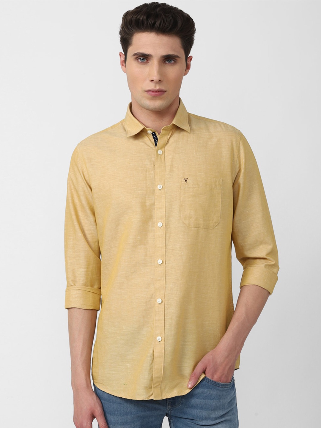 

Van Heusen Sport Men Yellow Cotton Slim Fit Casual Shirt