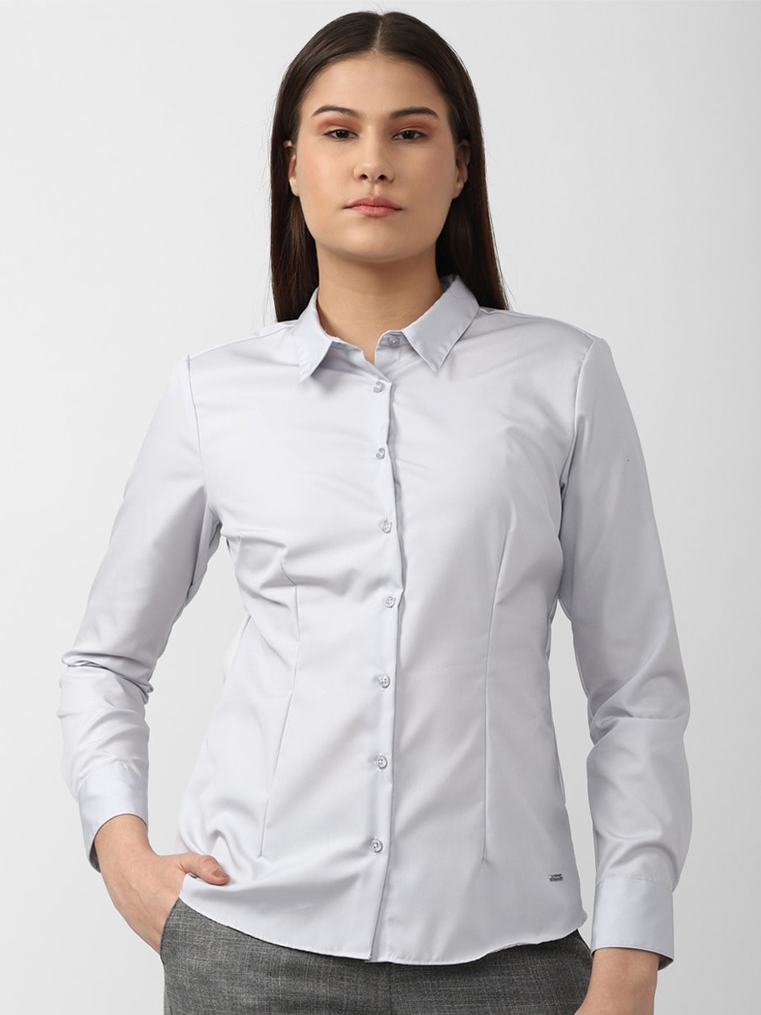 

Van Heusen Woman Women Grey Regular Fit Casual Shirt