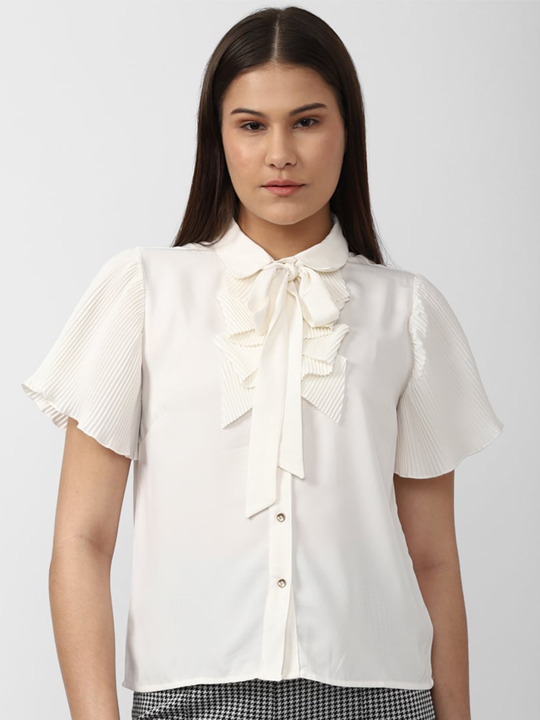 

Van Heusen Woman Women Cream-Coloured Pure Cotton Casual Shirt