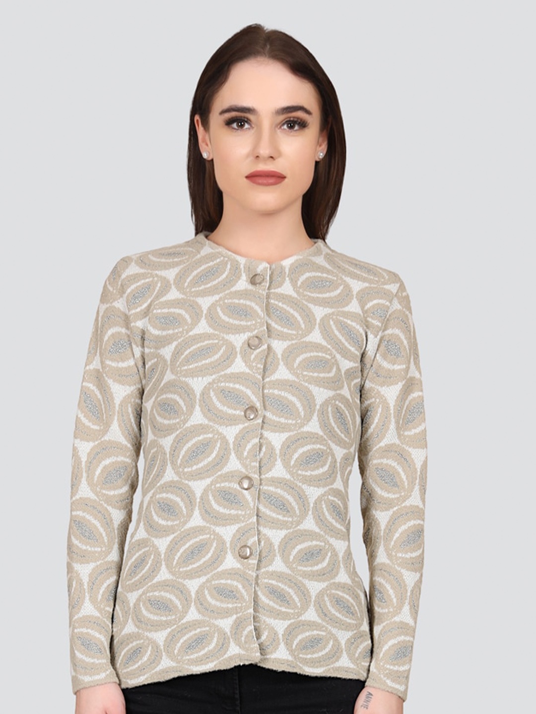 

Arshiya Women Beige & Cream-Coloured Cardigan