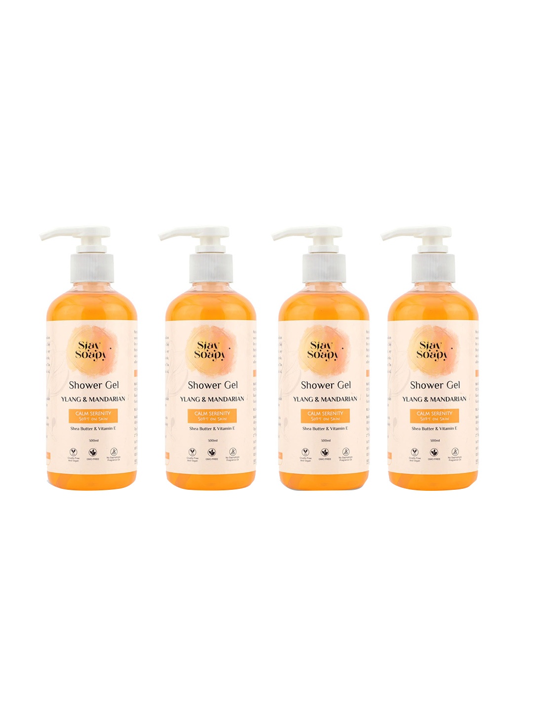 

Stay Soapy Calm Serenity Set Of 3 Ylang Mandarian Shower Gel 200ml Each, Green
