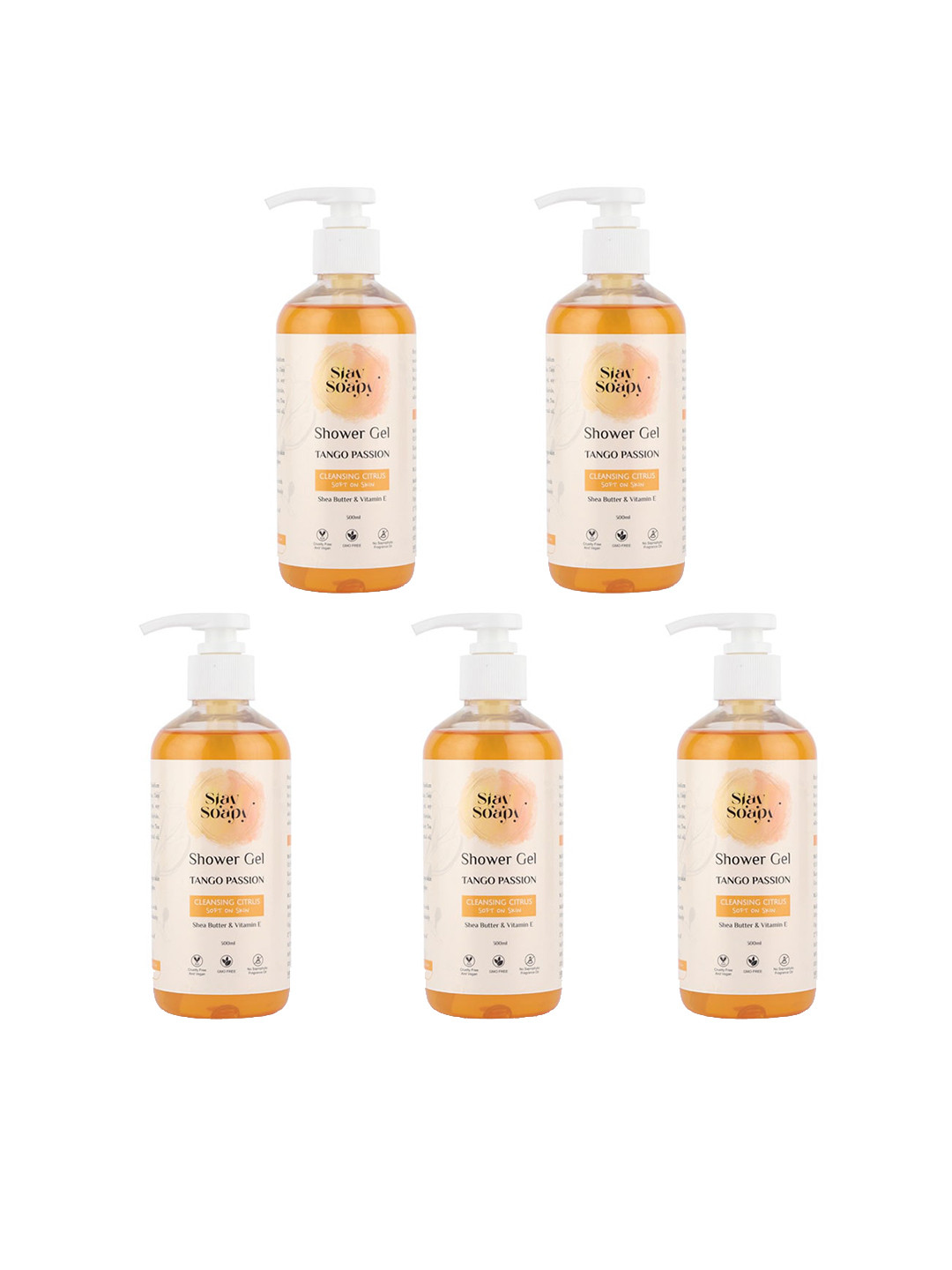 

Stay Soapy Tango Passion Set Of 5 Shower Gel 300 ml Each, Green