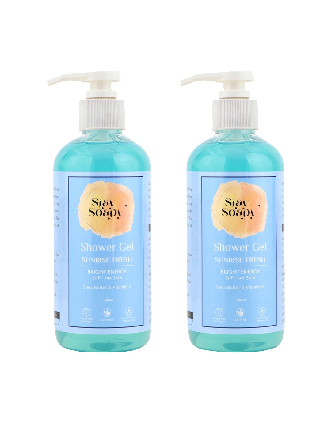 

Stay Soapy Sunrise Fresh Set Of 2 Shea Butter & Vitamin E Shower Gel 300 ml Each, Green