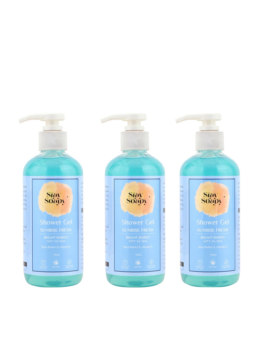 

Stay Soapy Set Of 3 Sunrise Fresh Shea Butter & Vitamin E Shower Gel 300 ml Each, Blue