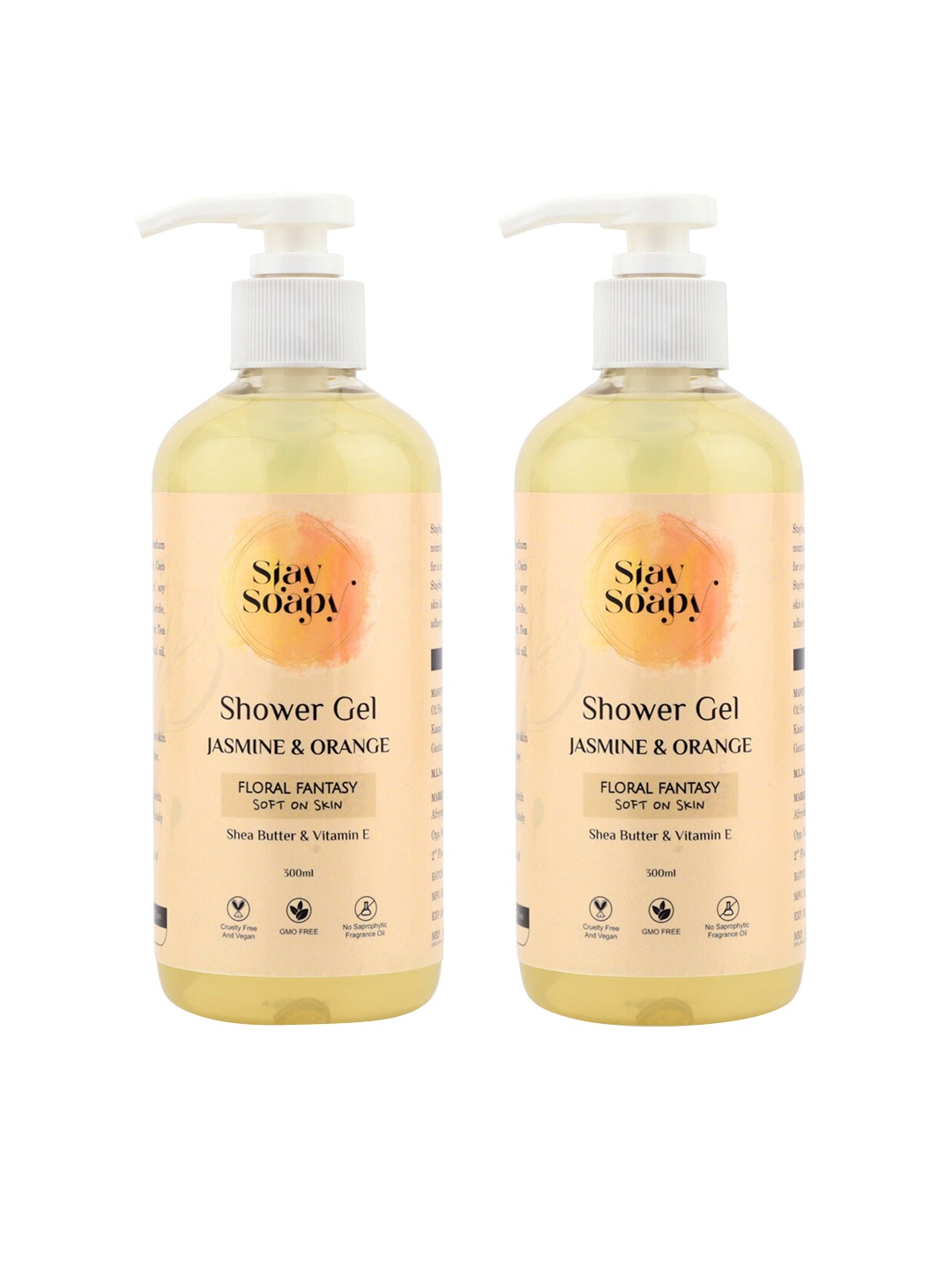

Stay Soapy Set Of 2 Jasmine & Orange with Shea Butter & Vitamin E Shower Gel 300ml Each