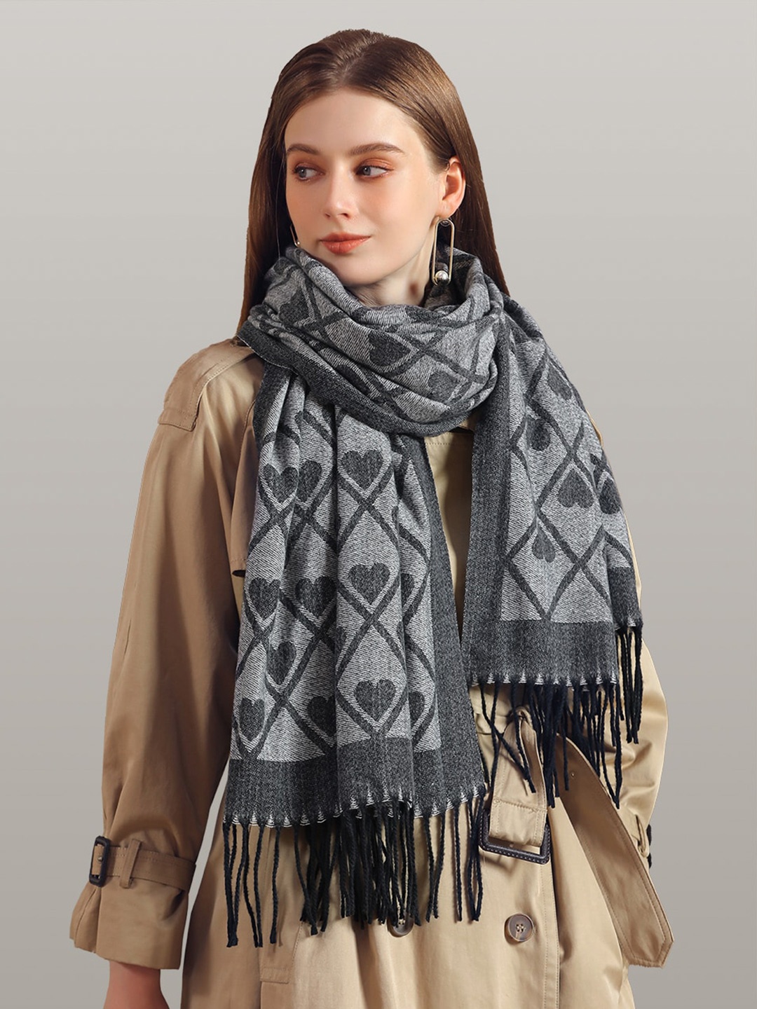

JC Collection Women Grey Printed Scarf
