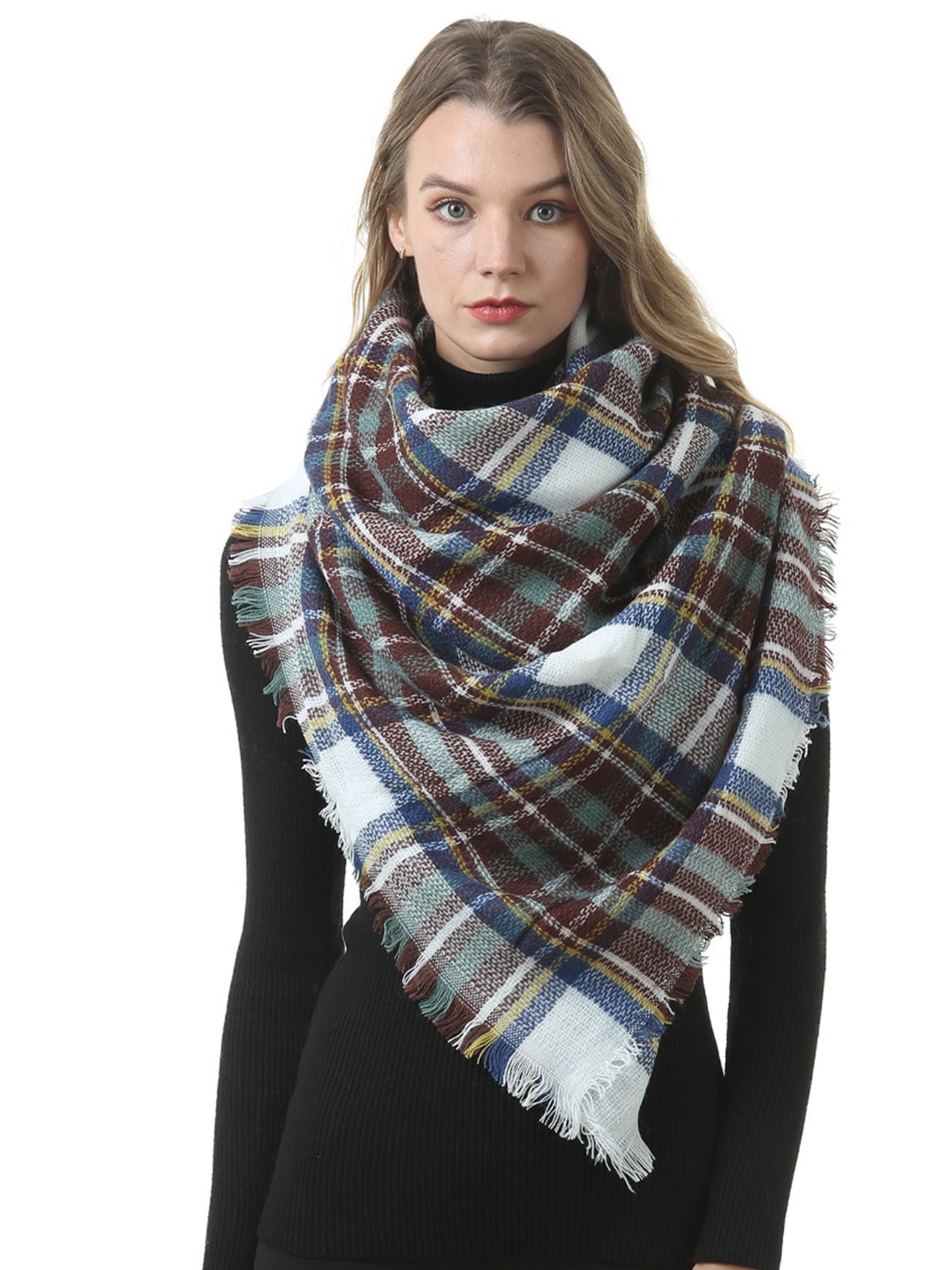 

JC Collection Women Blue & Off White Checked Scarf