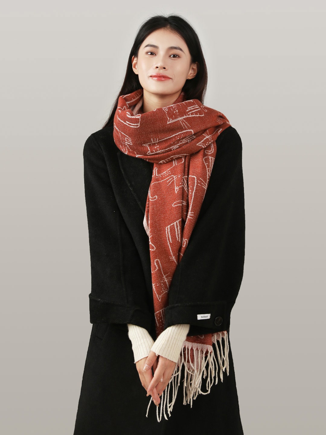 

JC Collection Women Red & Cream-Coloured Printed Scarf