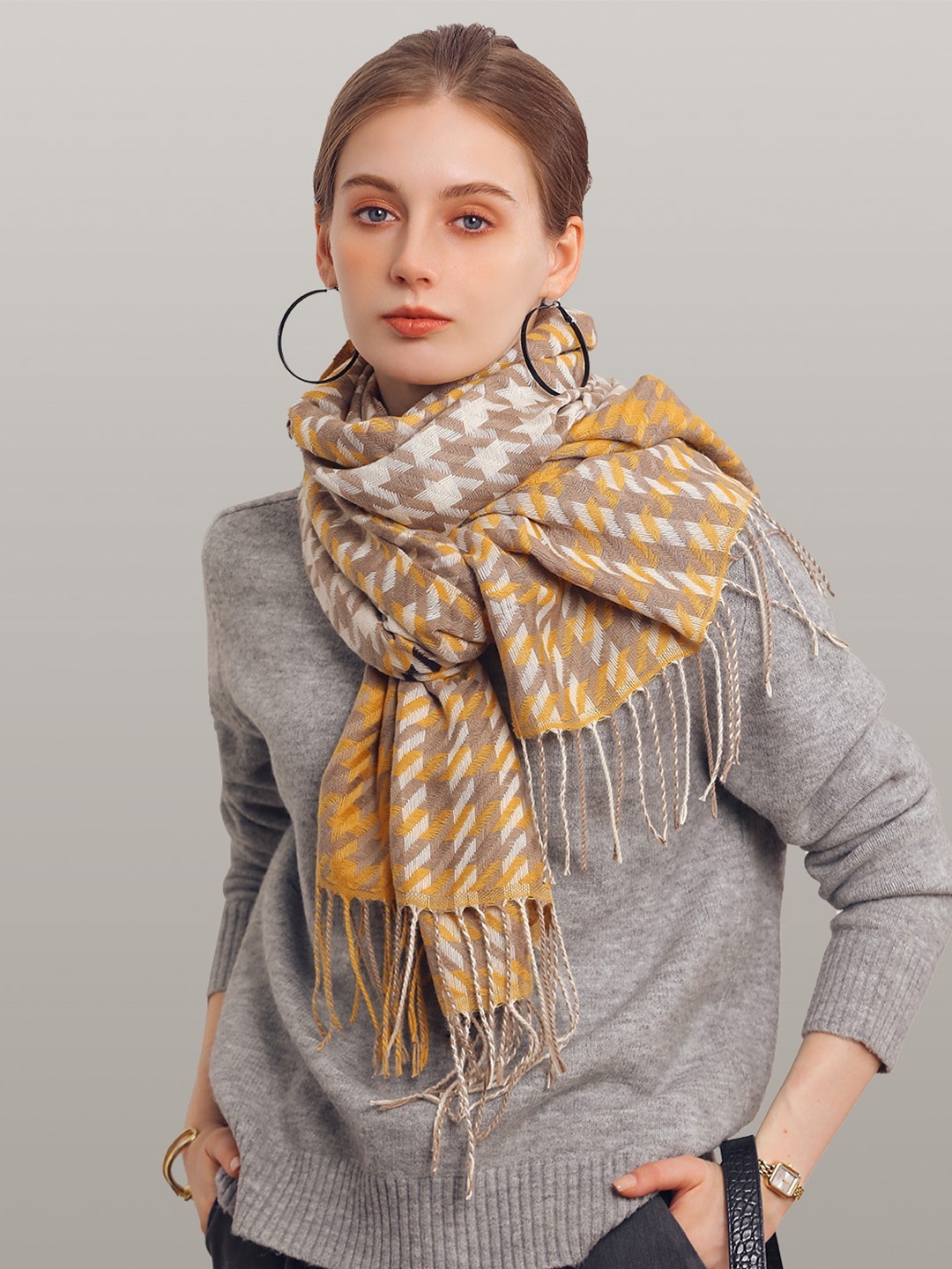 

JC Collection Women Yellow & Grey Printed Scarf