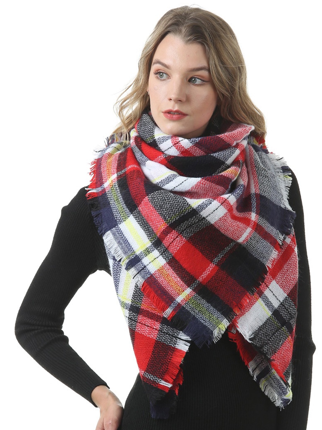 

JC Collection Women Red & White Checked Scarf