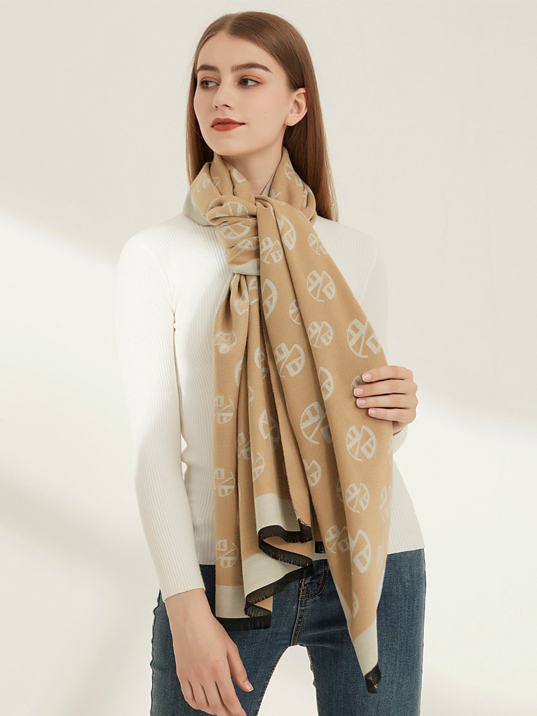 

JC Collection Women Beige & Off White Printed Scarf