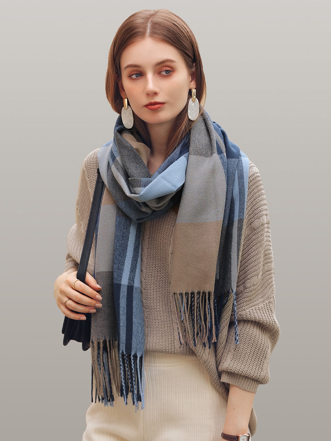 

JC Collection Women Blue & Beige Checked Scarf