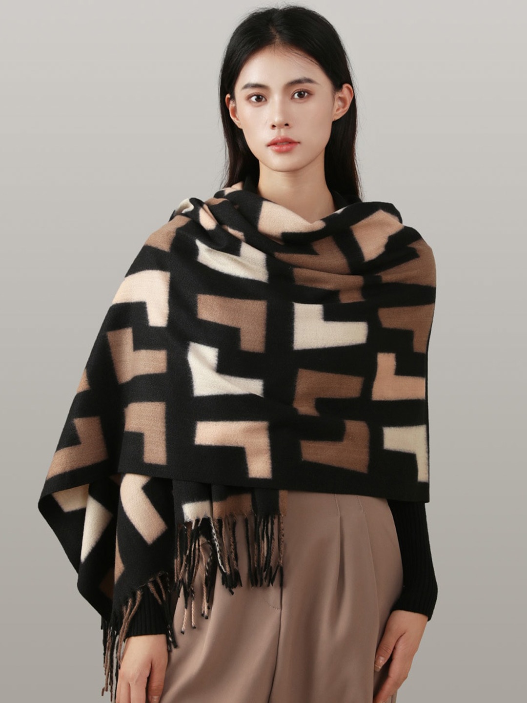 

JC Collection Women Black & Brown Printed Scarf