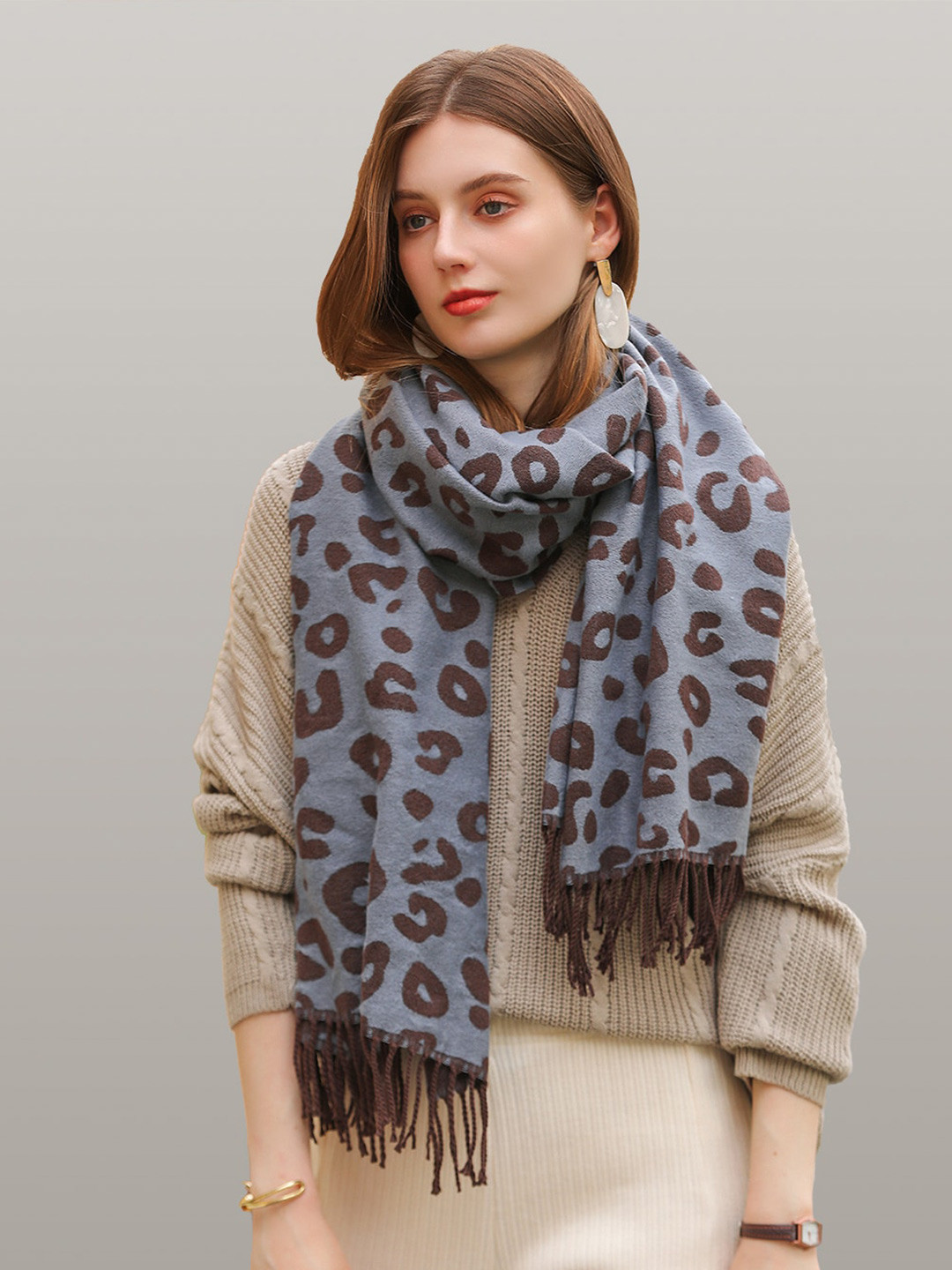 

JC Collection Women Blue & Brown Printed Scarf